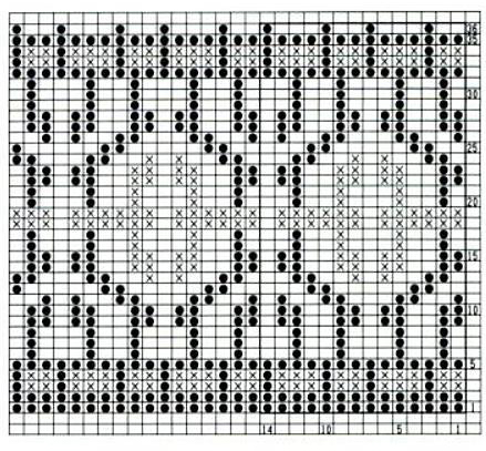 Жаккардовый узор спицами 10, орнамент спицами, жаккардовые узоры, схемы узоров, схемы вязания, рисунки спицами, узоры спицами, вязание спицами, норвежские узоры,