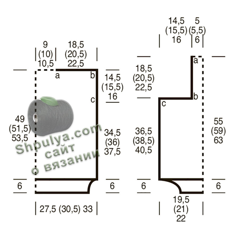 Выкройка вязаного пуловера