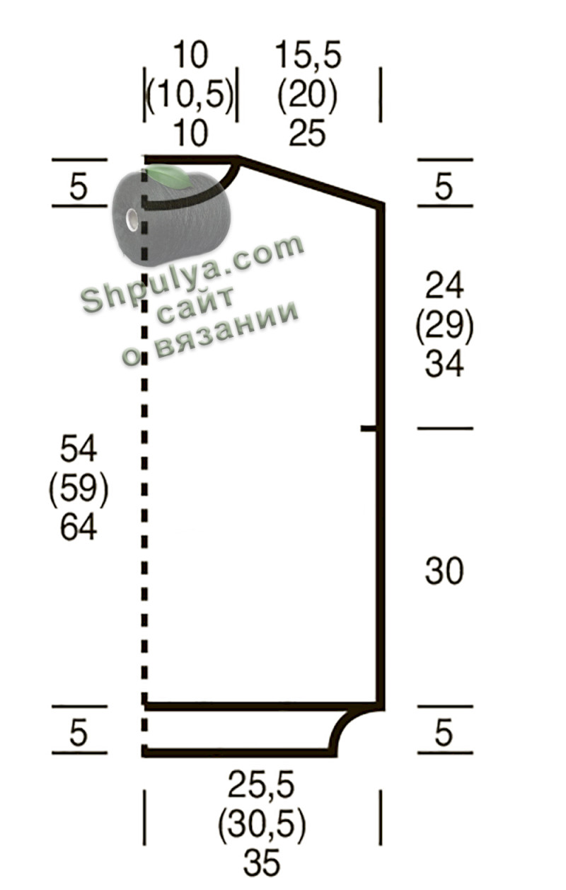Выкройка вязаного жилета