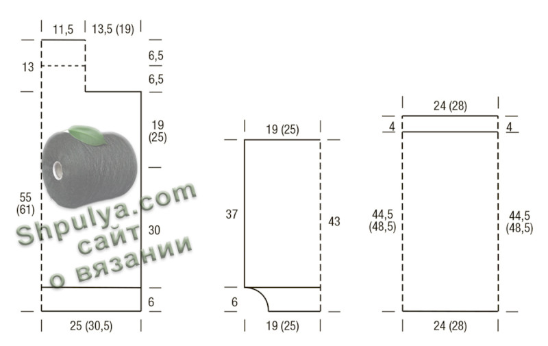 выкройка вязаного пуловера и юбки