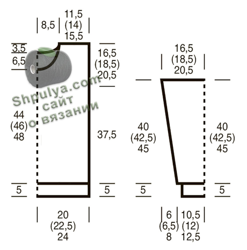 Выкройка вязаного пуловера