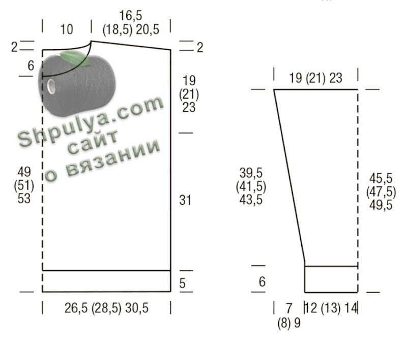 Выкройка вязаного пуловера