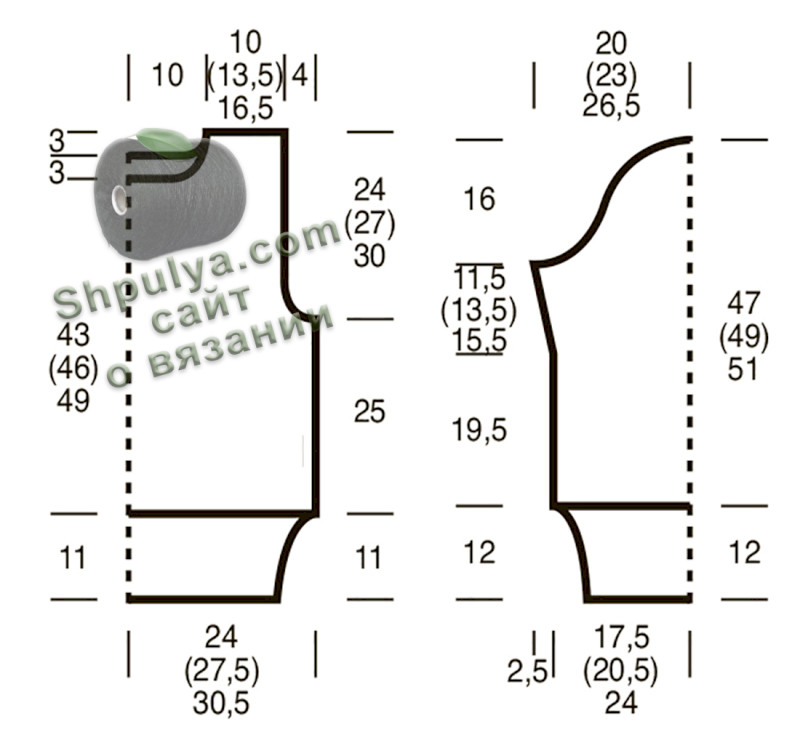 выкройка вязаного пуловера
