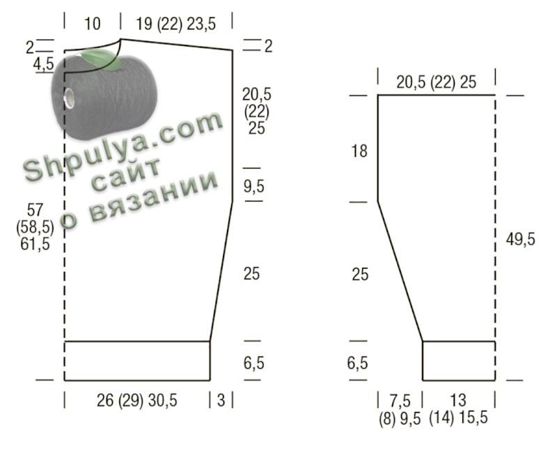 Выкройка вязаного мужского пуловера