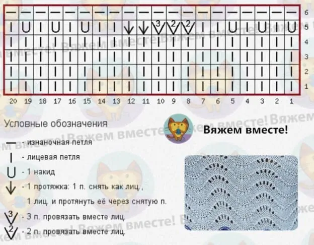 Схема к вязанию майки Павлиний хвост