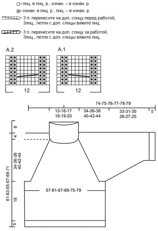 Схема узора и выкройка свитера