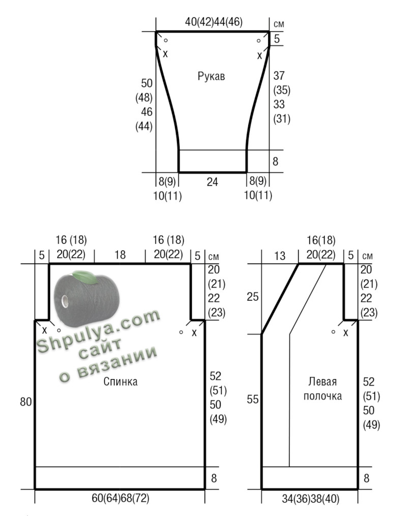 выкройка вязаного кардигана