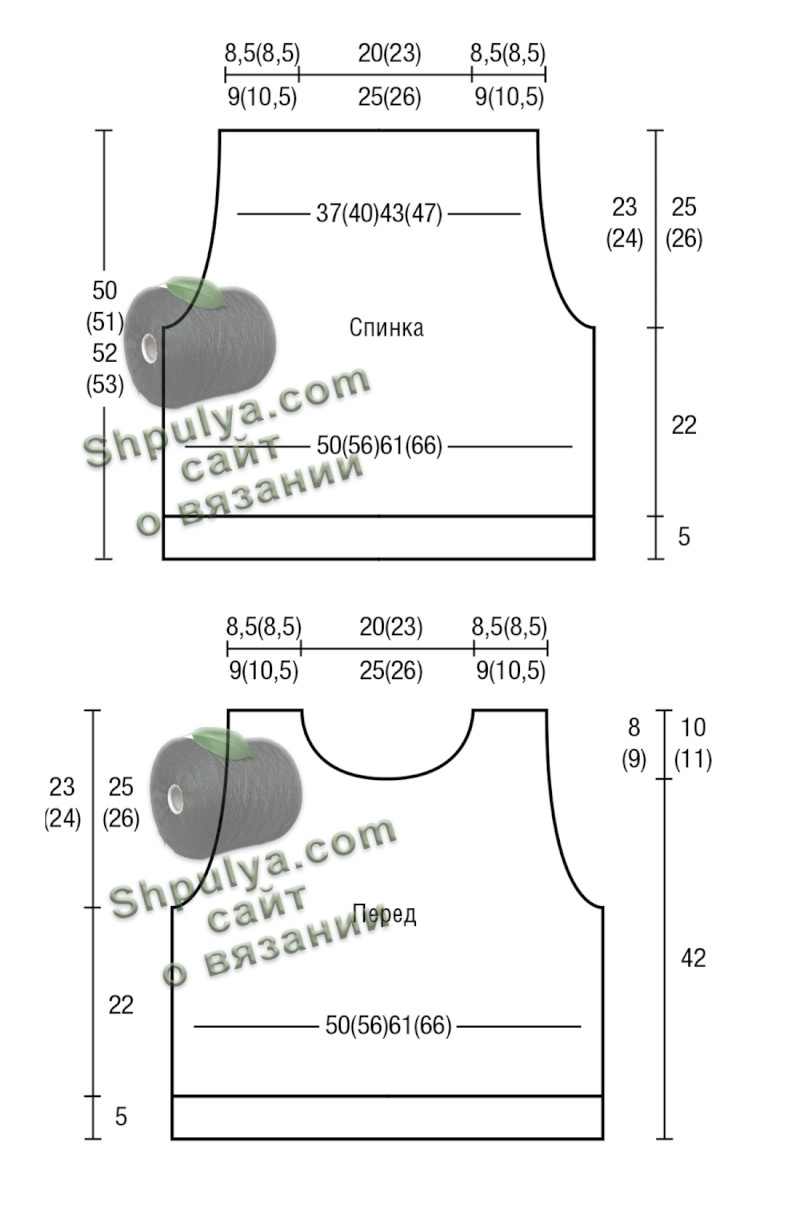 Выкройка вязаного спицами жилета