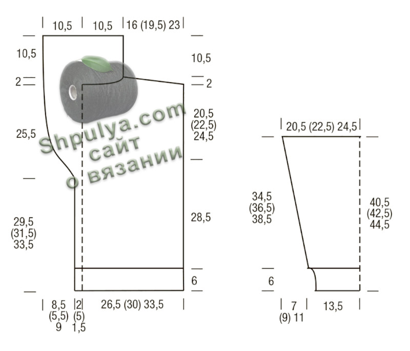 Выкройка вязаного спицами жакета