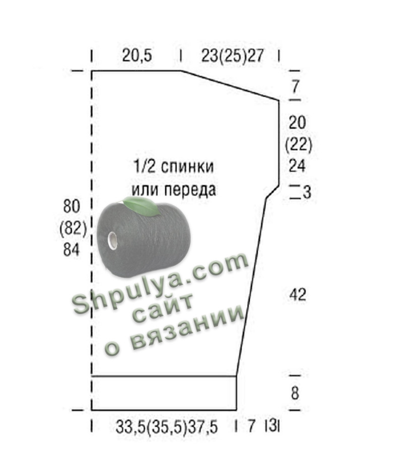 Выкройка вязаного женского жилета спицами