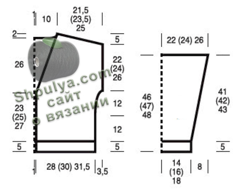 Выкройка для кардигана спицами