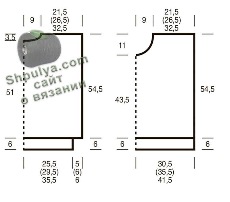 выкройка вязаного жилета