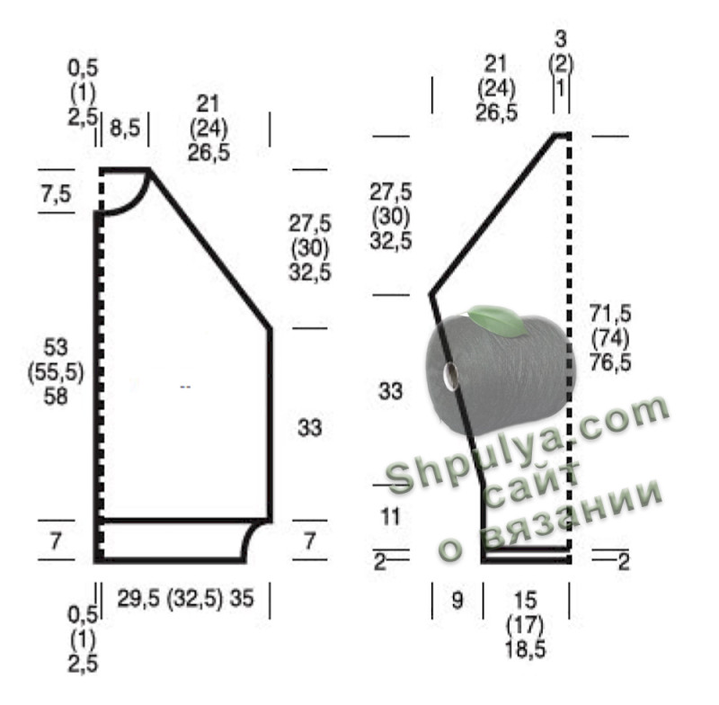 Выкройка вязаного кардигана