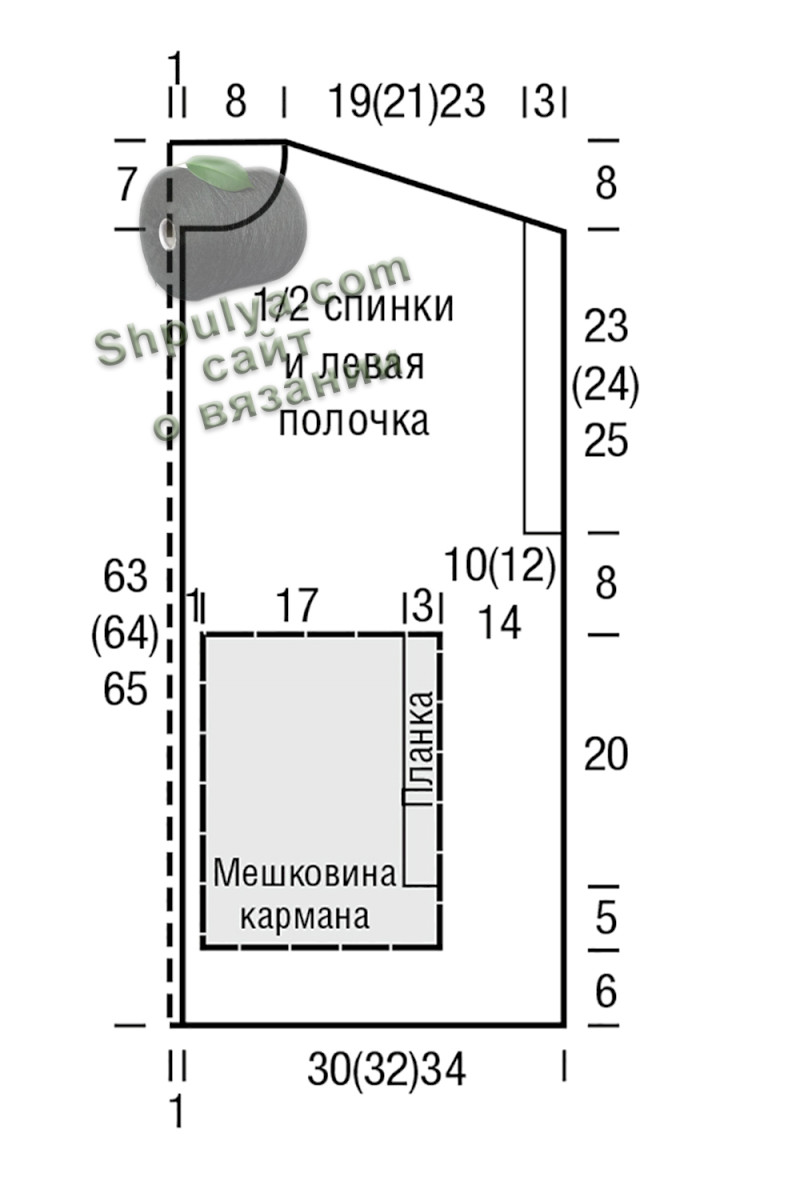 выкройка вязаного жилета