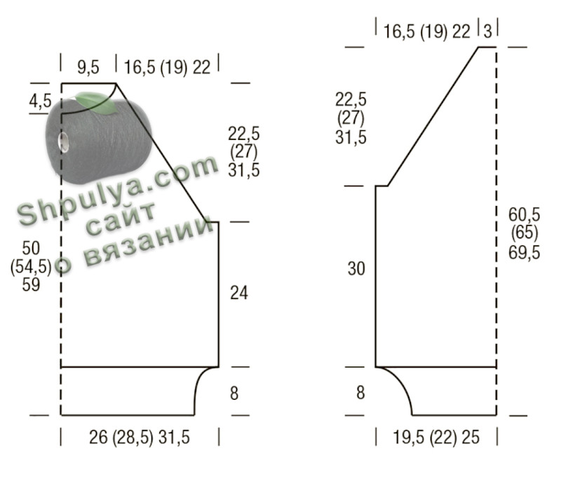 Выкройка вязаного пуловера