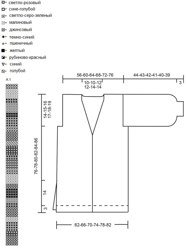Схема и выкройка кардигана Столкновение цветов