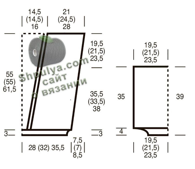 выкройка вязаного пуловера
