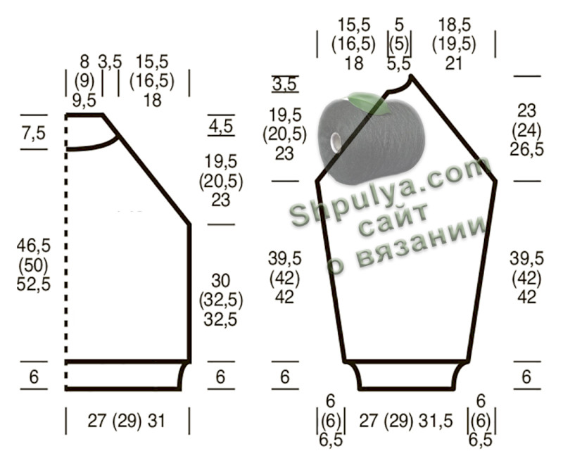 Выкройка пуловера реглан