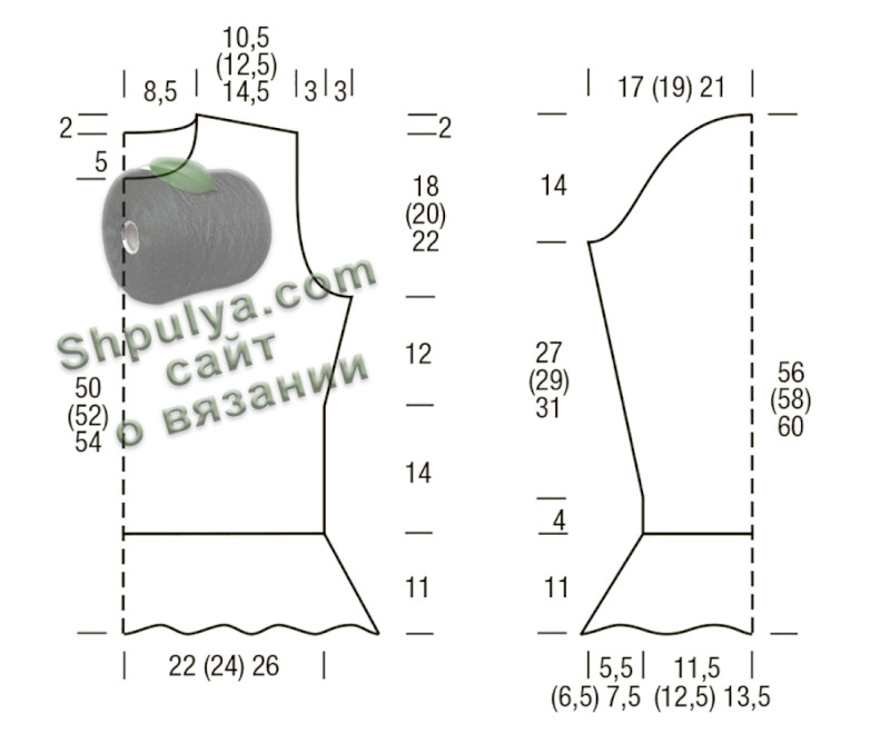 выкройка вязаного пуловера
