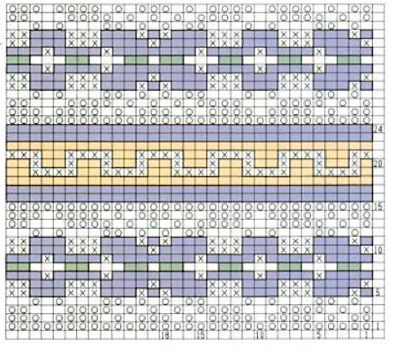 Жаккардовый узор спицами 7, орнамент спицами, жаккардовые узоры, схемы узоров, схемы вязания, рисунки спицами, узоры спицами, вязание спицами, норвежские узоры,