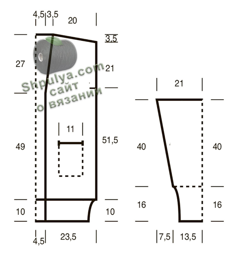 выкройка вязаного кардигана