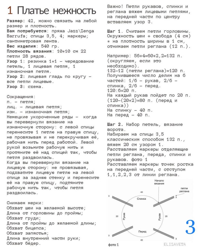 Красивые платья спицами - 15 описаний, схем и видео