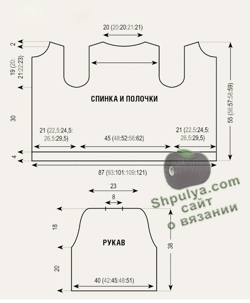 Схема вязания и выкройка вязаного женского жакета спицами