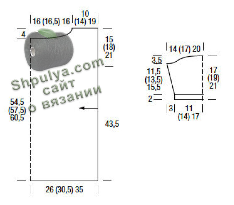 Выкройка вязаного пуловера