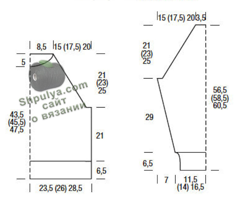 Выкройка для вязания женского пуловера