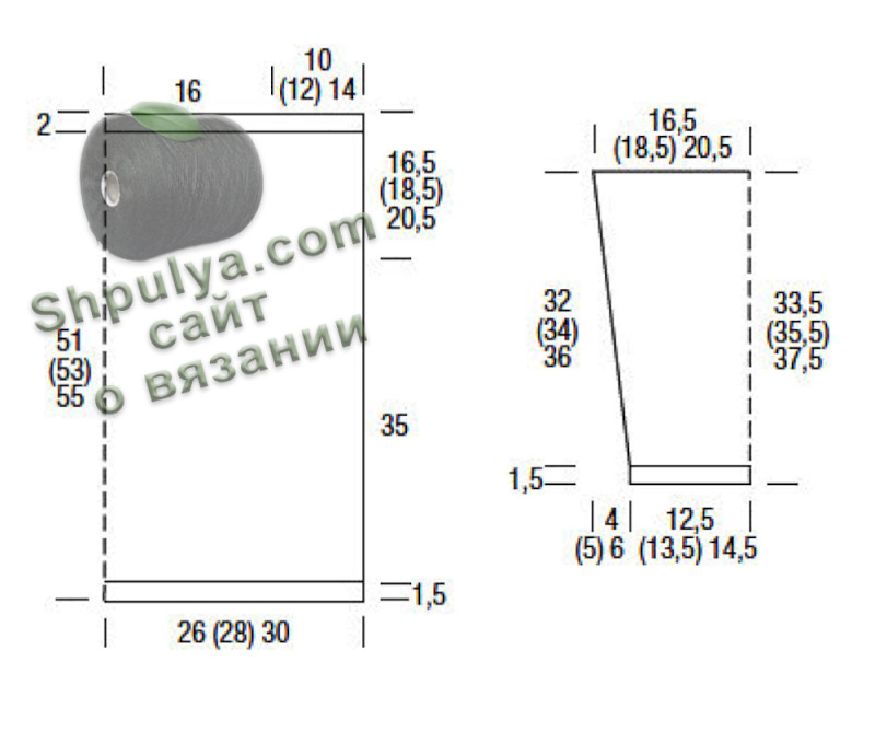 Выкройка вязаного пуловера
