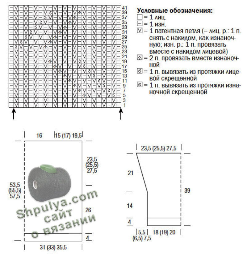 Выкройка и схема вязания узора