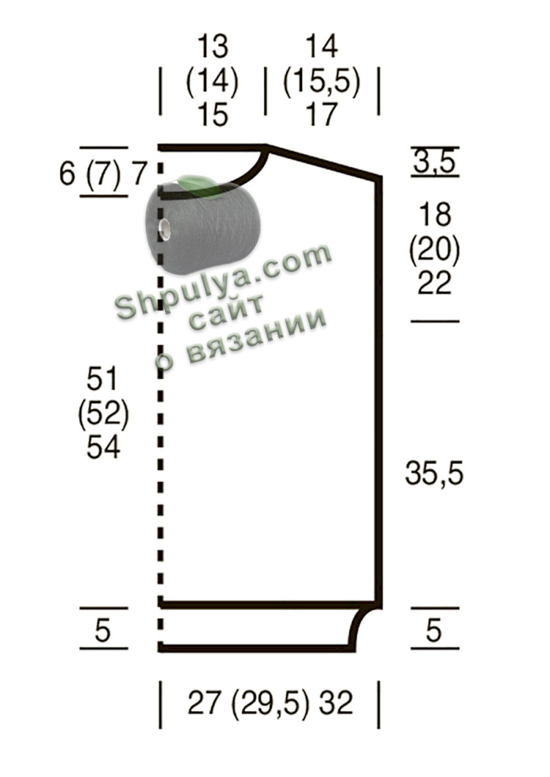 Выкройка вязаного женского пуловера
