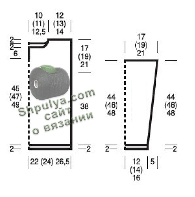 Выкройка вязаного спицами женского пуловера