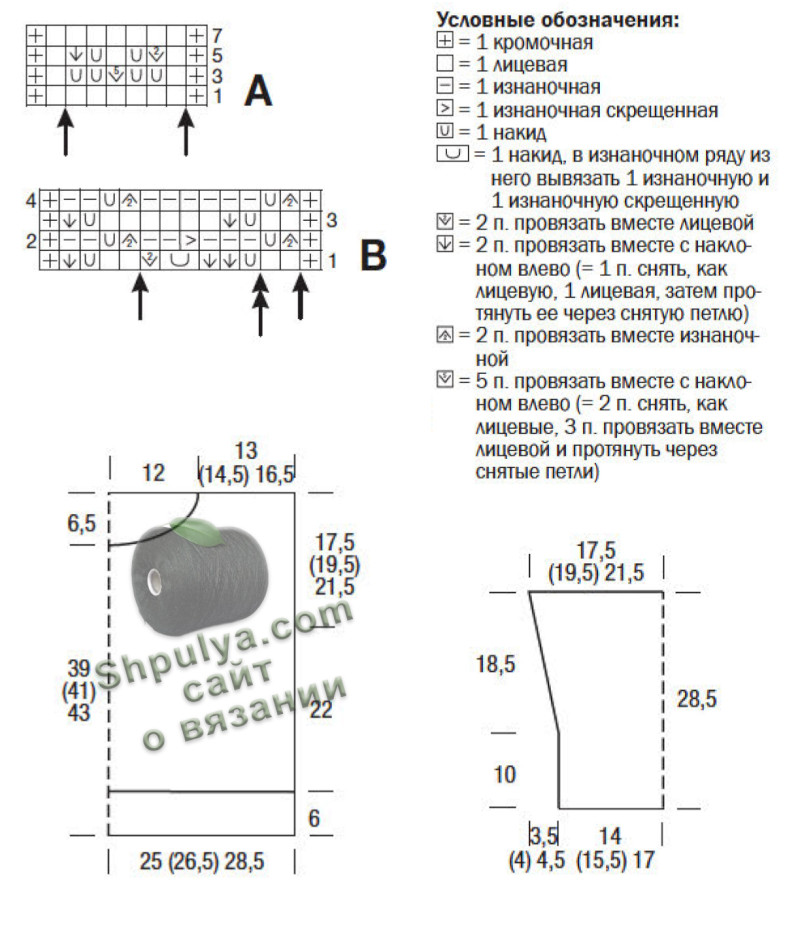 Схема вязания пуловера спицами выкройка