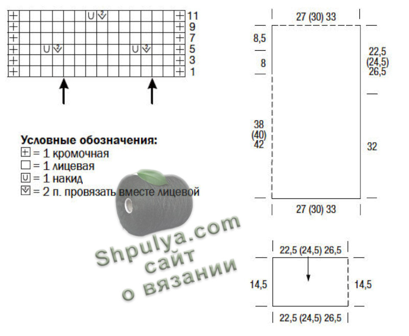 Схема вязания пуловера спицами для женщин и выкройка