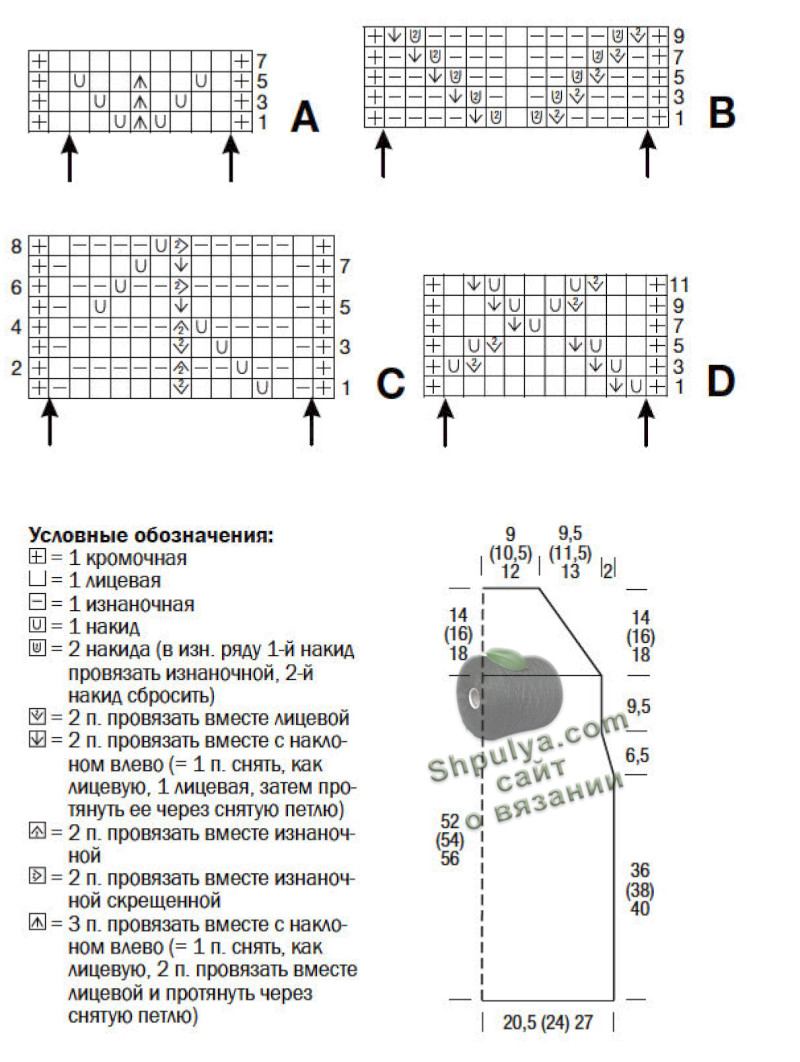 Схема вязания и выкройка женского платья
