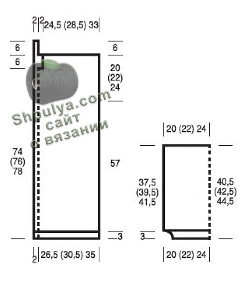 Выкройка вязаного кардигана