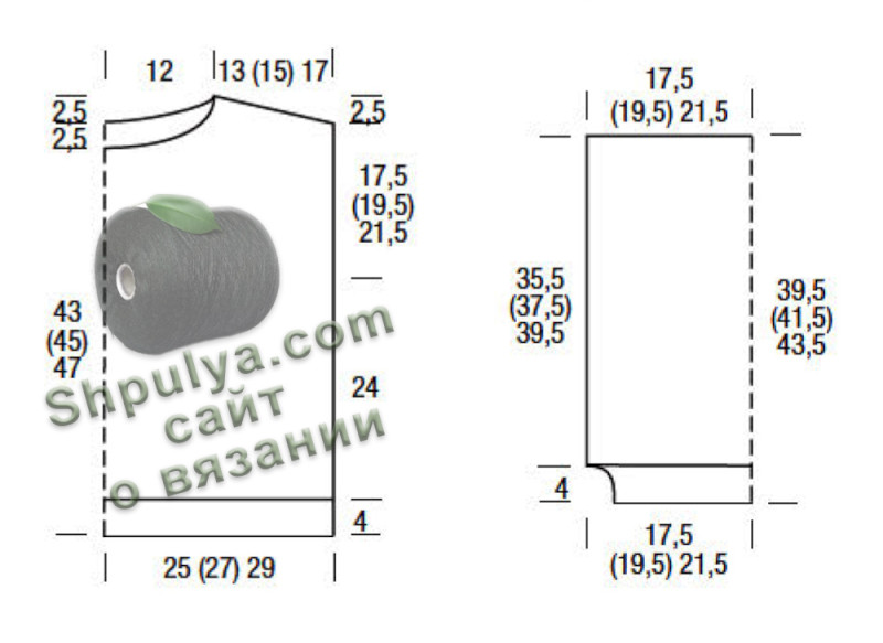 Выкройка вязаного пуловера