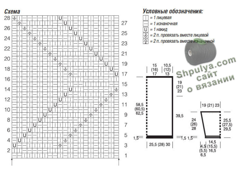 Схема вязания пуловера и выкройка