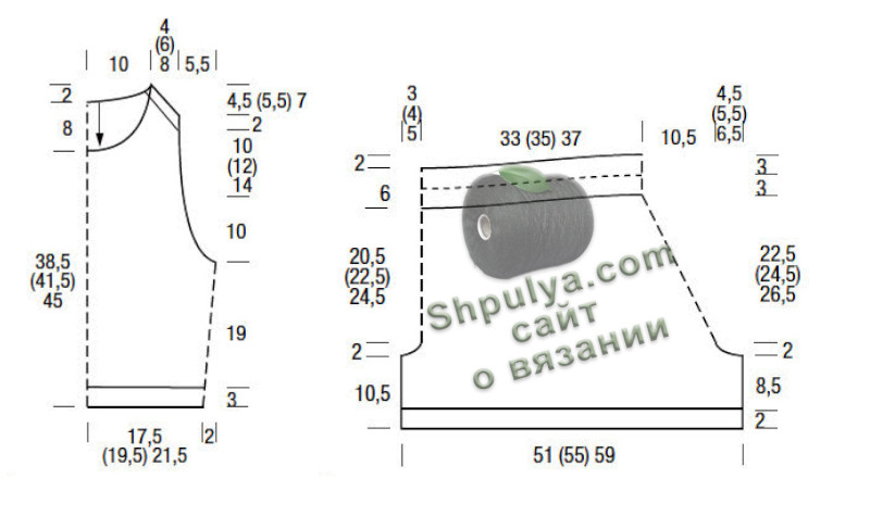 Выкройка для вязания топа и шорт