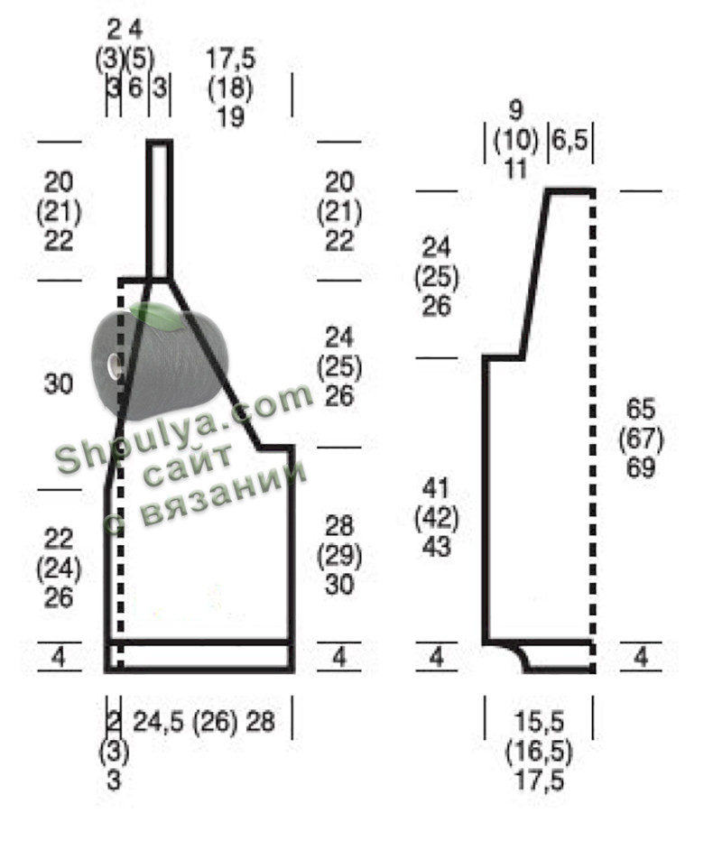 Выкройка вязаного кардигана