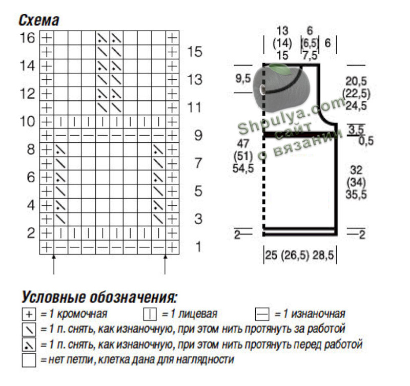 Схема вязание топа и выкройка